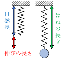 おもりの重さとばねの長さの図