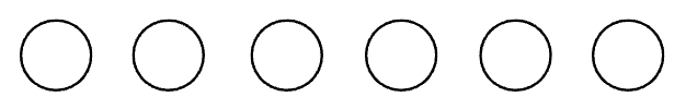 6個のリンゴを横一列に並べたもの