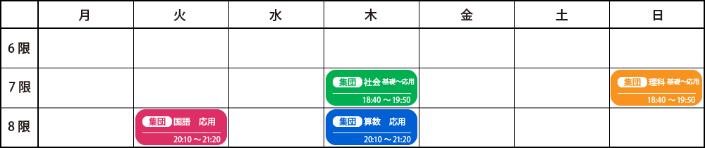 少人数・集団 5年生時間割