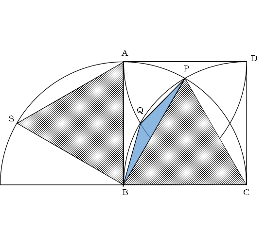 角形ＢＣＰと正三角形ＡＢＳは同じ大きさ