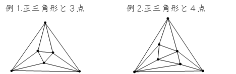 例1.正三角形と３点、例2.正三角形と４点