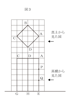 図２ 直方体ＡＢＤＣ－ＥＦＧＨを真上と真横から見た図