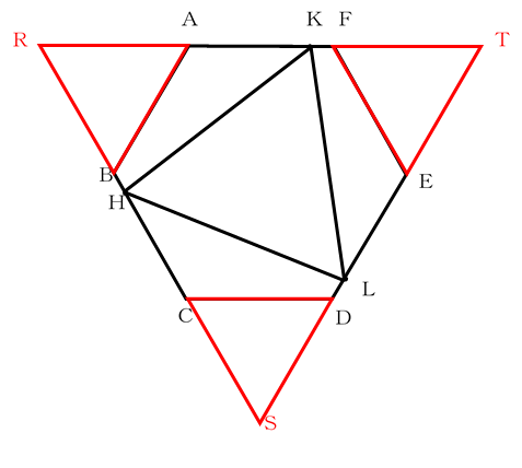 正六角形の外側に正三角形を付け足す
